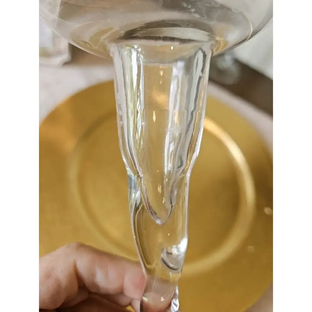 2 Vintage Glass Candlestick Spiral Twist Rope Long Stem Candle Holder Handblown